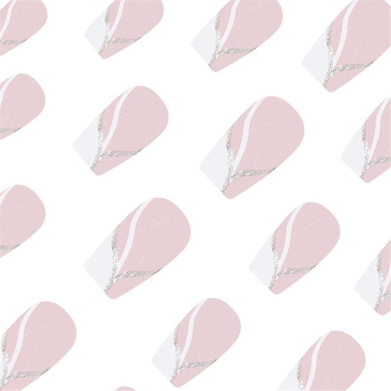 Balení 24 krátkých čtvercových nalepovacích nehtů s francouzskou špičkou, lesklé akrylové nalepovací nehty, manikúra, nail art, snadná aplikace