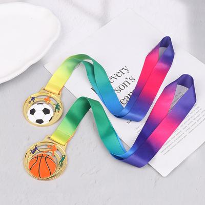 Winner Medal Kickball Medals Award With Neck Ribbon For Winner Reward Sports Metals Football Basketball Volleyball Prizes