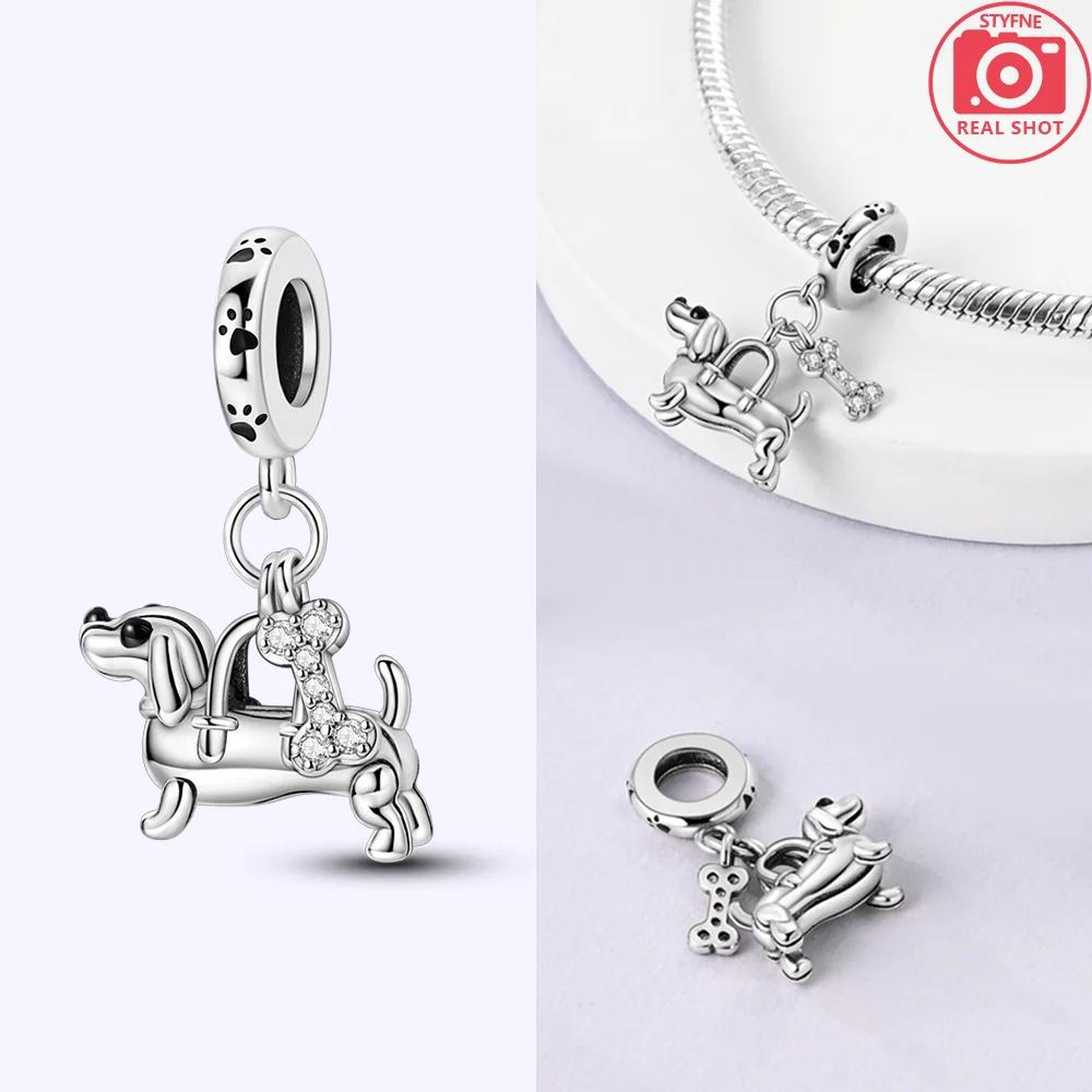 

Genuine Copper Bracelets Women Jewellery DoItYourself Gifts Accessories Charm Bead White Pet Dog Moon Heart Dog Claw Pendants Bead