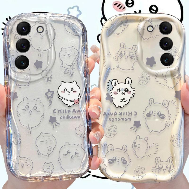 C-Chiikawas Wave Case for Samsung Galaxy S24 S23 S22 S21 Ultra Plus S20 FE A73 A72 A71 A55 A54 5G A53 A52 A51 4G A50S A50 Cover