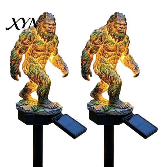 Gorilla Shaped Solar Light Dragon Garden Statue Light, Gothic Medieval Resin Outdoor Lantern Sculpture, Powered Courtyard Lamp Fantasy Decor for Yard