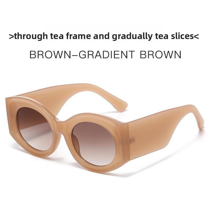 

Elliptical Sunglasses Women Men Uv400 Optical Pc Frame For Fashion Travel JelloTortoise