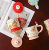 Cartoon ceramic cup with lid high value mug cute girl heart water cup souvenir cup student drinking cup