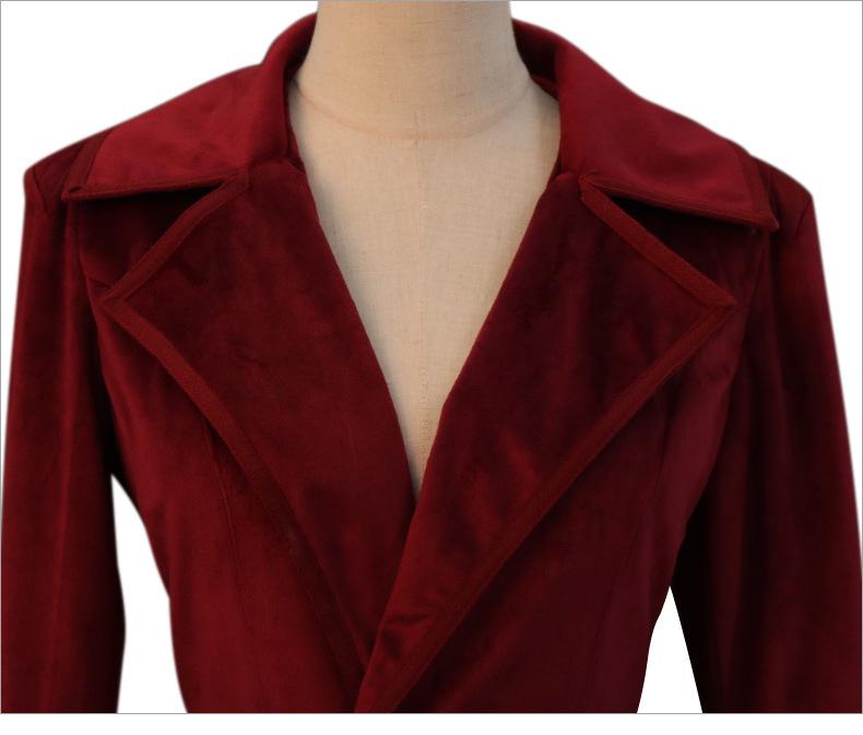 2023 Women's Velvet Windbreaker: Long Over-the-Knee Coat for Autumn/Winter - Chic and Trendy Style