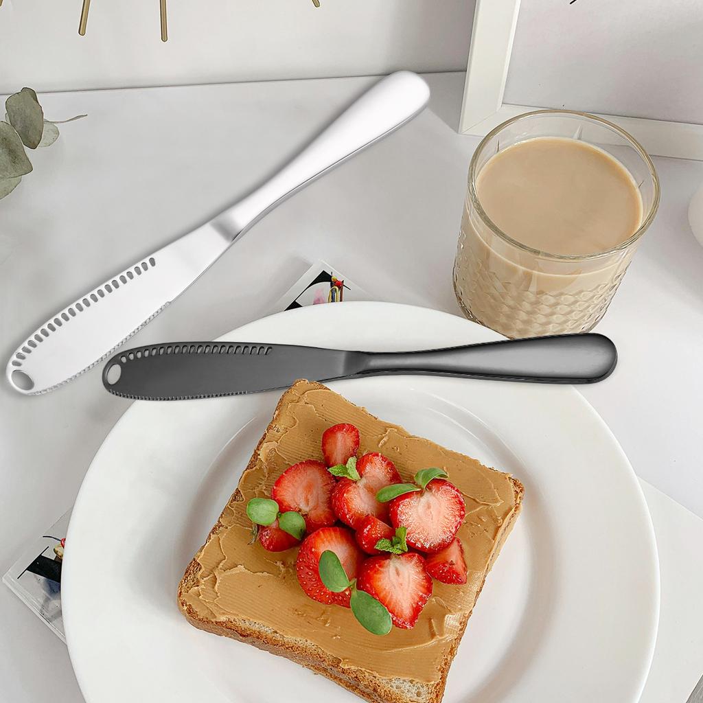 430 Stainless Steel Butter Knife with Hole Butter Spatula Oil Scraper Cheese Bread Jam Butter