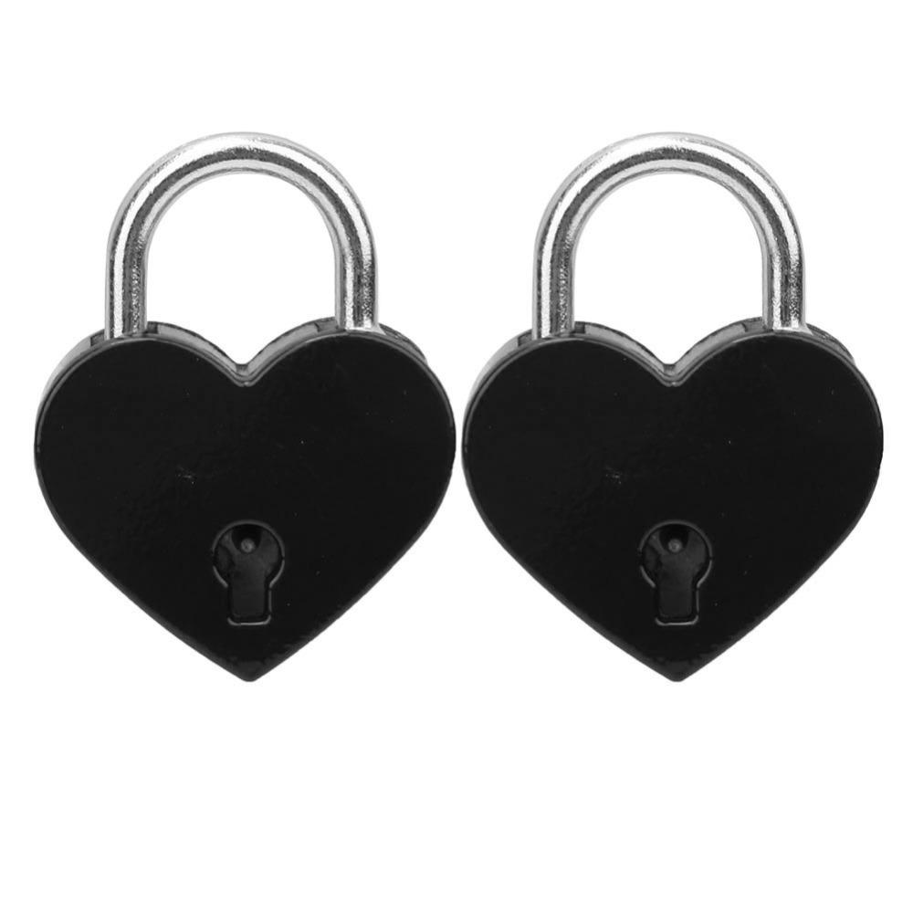 2pcs 30x39mm Padlock White&Black&Purple Mini Heart Lock Craft Supplies Heart Lock Household