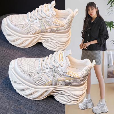 Inner Heightening Dad Shoes Women's Shoes New Explosive Breathable Mesh Thick-soled Muffin Sports and Leisure Little White Shoes