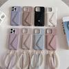 Leather Crossbody Wrist Strap Phone Case for IPhone 13 12 Mini 15 14 Plus 11 Pro Max Wallet with Card Holder Protective Cover