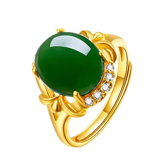 

Open Ring Adjustable Faux Chalcedony Artificial Gemstone Alloy Retro Open Adjustable Ring for Birthday