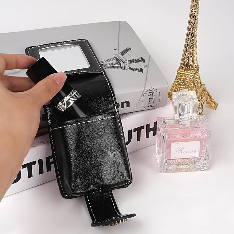 Mini Makeup Bag Portable Cosmetic Case with Mirror Lipstick Compartment PU Leather Small Korean Style Fashion Travel Organizer