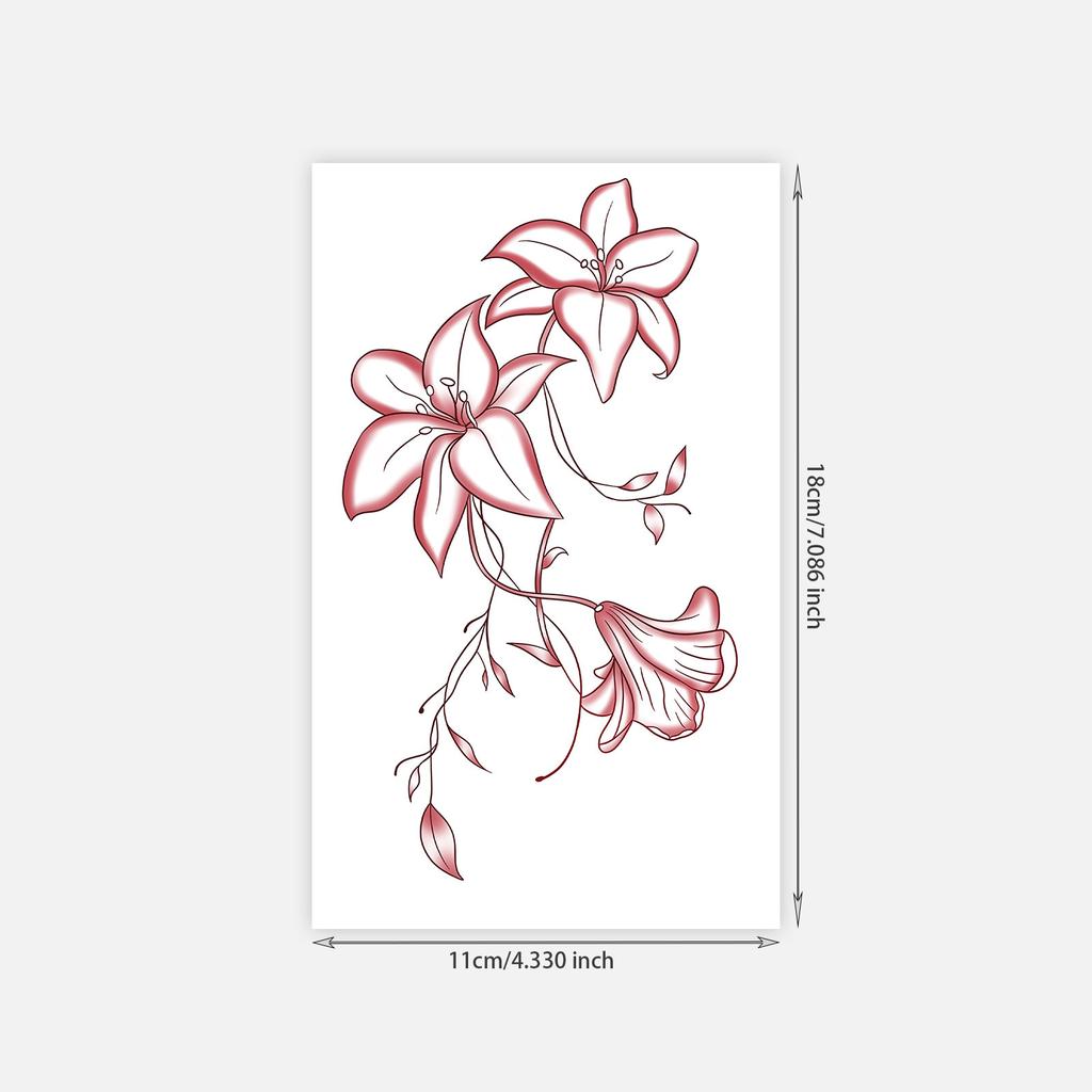 Retro Gradual Change Flower Tattoo Sticker, Realistic Vine Branches And Leaves, Long-Lasting Waterproof, Niche High-End Wrist Sticker