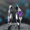 Stylish Zircon Women’s Two-Piece Ring Set with Micro-Emerald Detail