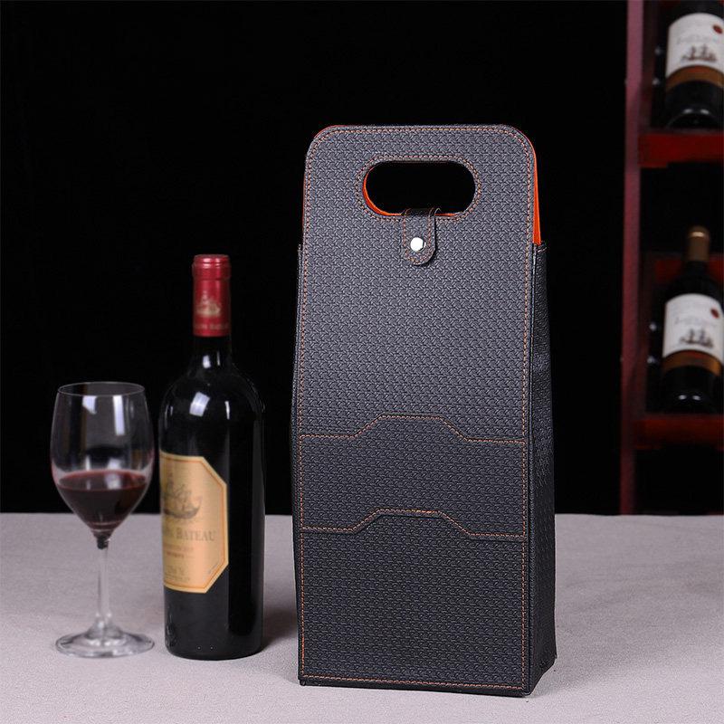 Leather Red Wine Packaging Bags Wine Tote Bags Universal Packaging Carrier Single/Double Bottle Protective Wine Gift Bags