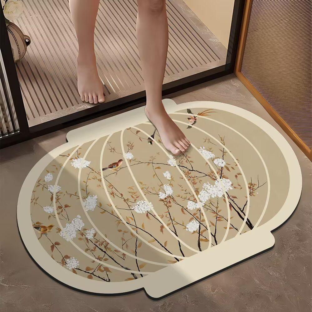 Bathroom door mat New Chinese style diatom mud suction toilet foot mat Entry door Lantern floor mat