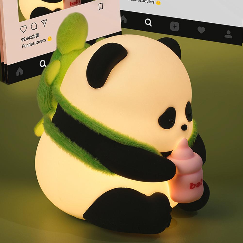 Cute Panda Silicone Lamp USB Rechargeable Timing Pat Sensor LED Night Light Bedside Decor Kids Birthday Gift