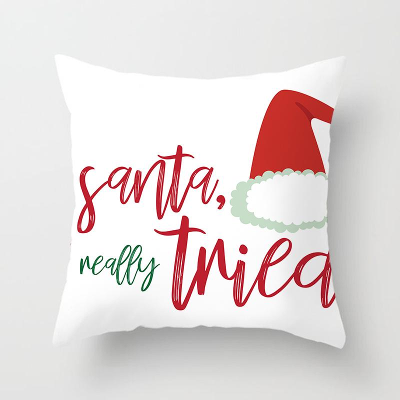 Merry Christmas Printed Pillowcase Christmas Style Cushion Cover Home Sofa Decor Throw Pillowcase