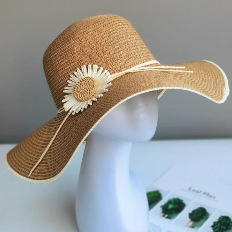 Hat Women's Summer New Handmade Straw Big Edge Straw Hat Women's Travel Photo Sun Protection Foldable Dome Sun Hat
