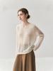 Loose Velvet Cashmere Sweater: 2025 Autumn/Winter Round Neck Hollow Knit Women's Cardigan