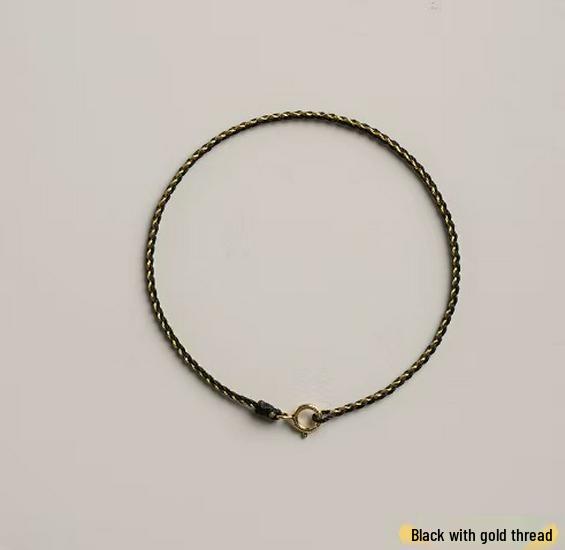 Gold Thread Multicolor Zodiac Woven Bracelet – Stackable, Handmade, Simple Accessories чёрный