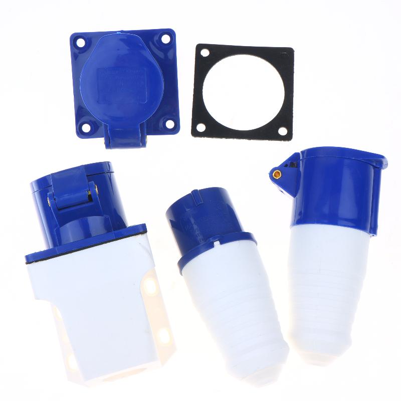Easy Install 220V 16A 3 Pin Industrial Waterproof Plug Socket Durable Power Connector for Caravan Trailer Motorhome