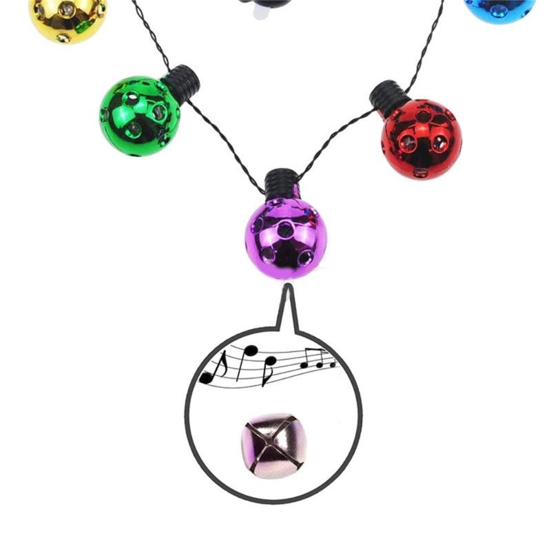 2pcs Christmas LED Headband Necklace Set Festival Party Headdress Jingle Bells Headhoop Party Props Costume Accessories