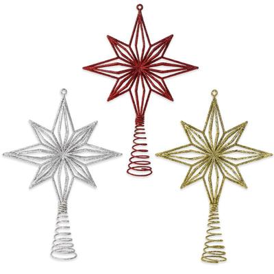 Kerst Glanzende Boomtopper Vijfpuntige Schijnende Lamp Kerst Kleurrijke Topster Ornamenten Navidad Decora
