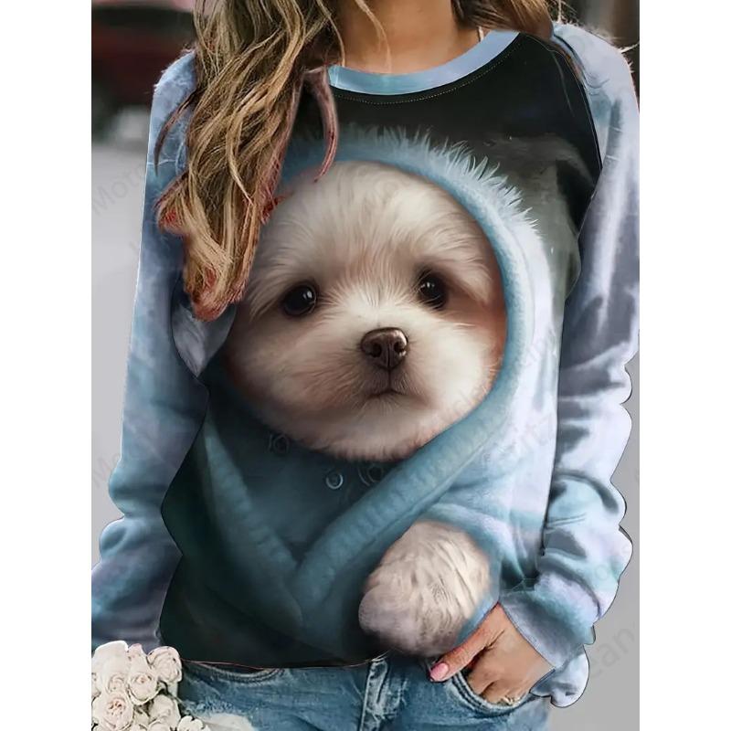 Felpa Gatto Animale Kawaii Stampa 3D Felpa con Cappuccio Donna Moda Girocollo Felpe con Cappuccio Donna Felpe Cappotto Invernale Vestiti Ragazza Cane Sudaderas