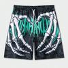 Pantaloncini Estivi da Uomo con Stampa Elemento Mano Scheletrica Stampati Uomo Casual Moda Sportivi Traspiranti Larghi Tendenza Pantaloncini da Spiaggia