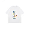 White T Shirt With Colorful Fish Pattern For Casual Wear