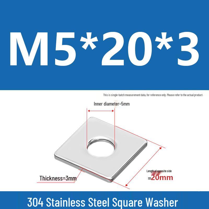 304 Stainless Steel Thickened Square Washer for Curtain Wall (M4-M16)