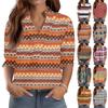 3/4 Length Sleeve Womens Tops V Neck Shirts Trendy Printed Business Casual Work Blouses