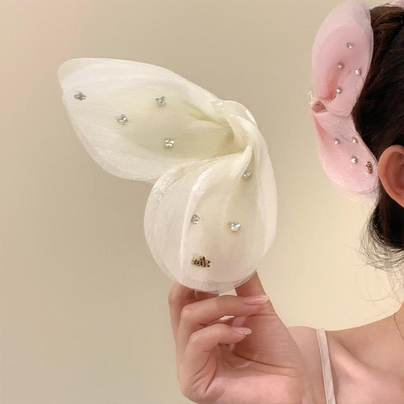 Snow Mist Butterfly Bright Tulle Butterfly Hair Clips Women's French Neck Shark Clip Hair Accessories