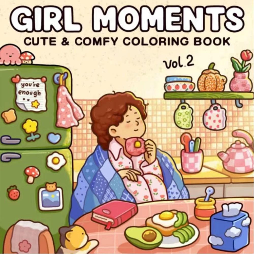GIRL MOMENTS Children's & Adult Coloring Book: Stress Relief Doodling & Painting