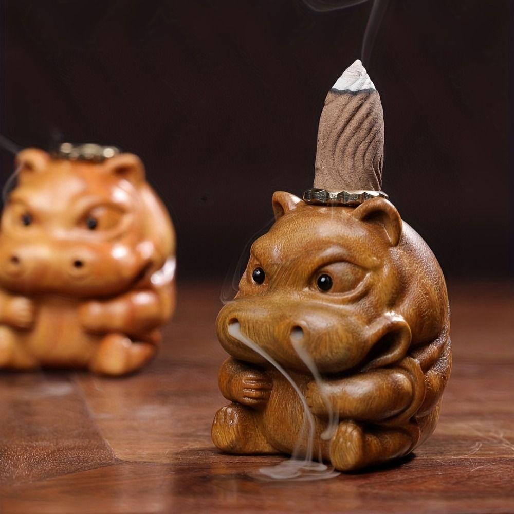 Cute Animal Inverted Incense Tray Cartoon Green Sandalwood Incense Holder  Interior