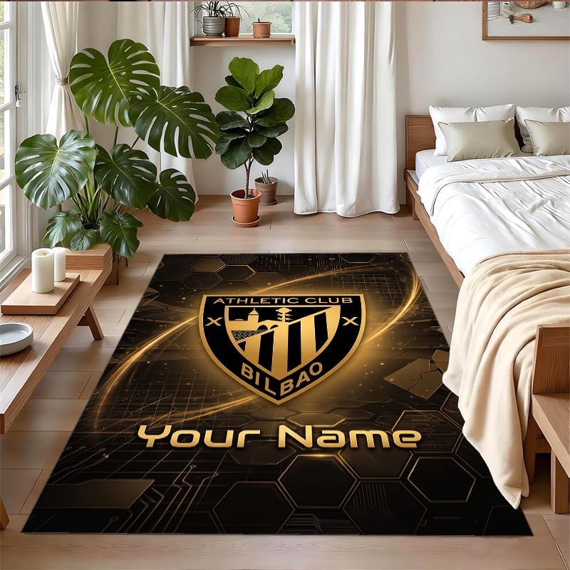 Crystal Velvet Rug Custom Name Text, Soft Non Slip Floor Mat Home DecorAthletic Bilbao FC