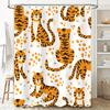 Duschvorhang mit Tigerdruck Polyesterstoff Wasserdicht Heimdekor Badezimmerzubehör Orange Weiß Buntes Design (180X240Cm)