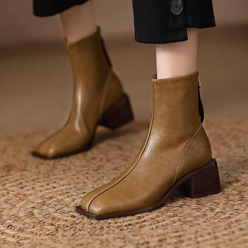 Women's Boots for Sexy High Heels Designer Square Toe Shoes  Winter New Ankle Boots Pumps Trend Dress Luxury Woman Booties