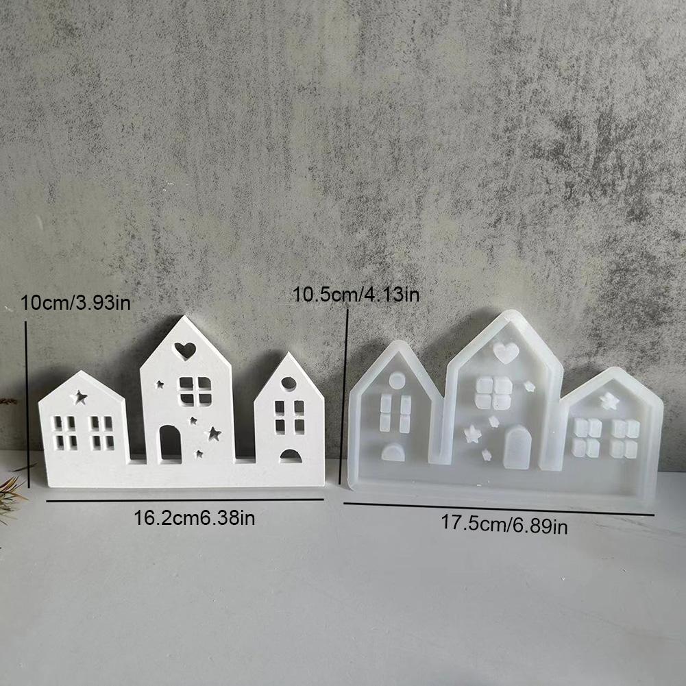 Silicone House 3D Moulds Reusable House Handicraft Mold Ornament Versatile House Shaped Candlestick Mould for Table Decoration
