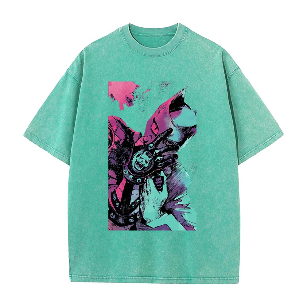 Killer Queen Kira Yoshikage Print T-shirt Anime JoJo's Bizarre Adventure Men Women Cotton Tshirts Washed T Shirt Harajuku Tops