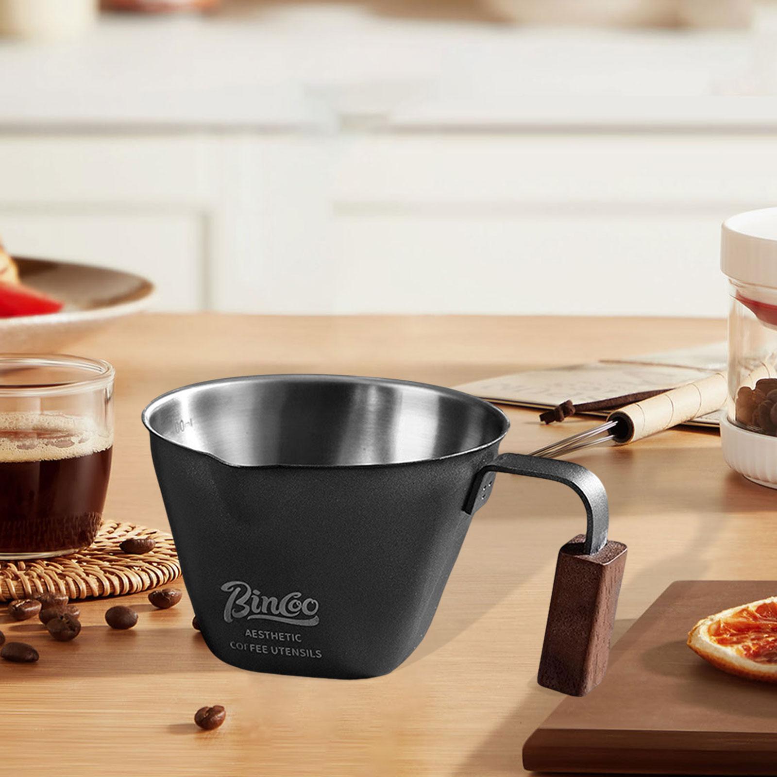 Espresso Extraction Cup Milk Cup with Wood Handle for Cooking Bakery Kitchen