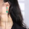 Internet Celebrity Retro Imitation Paraiba Earrings Emerald Socialite Stud Earrings Women Micro Inlaid Simulation Earrings Source