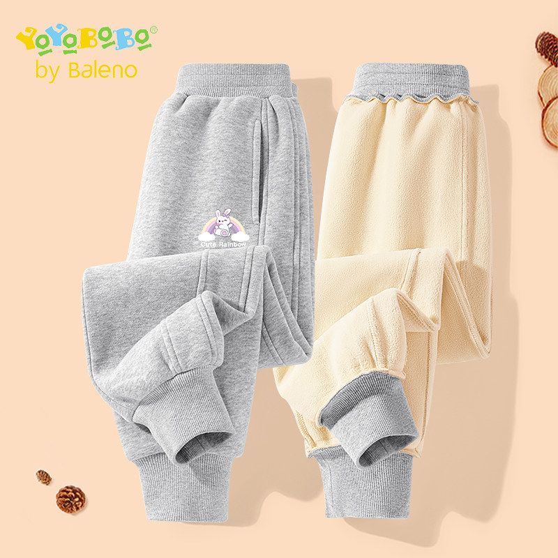 Baleno Kids Ybb Series Girls  Fleece-Lined Pants Children s Warm Casual Pants Girls  Autumn and Winter Sports Pants Gray # Yb Rainbow Rabbit K 130