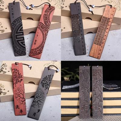 Vintage Sandalwood Carving Bookmark Set Retro Wooden Book Mark for Books Chinese Style Gifts Students Teacher Supplies