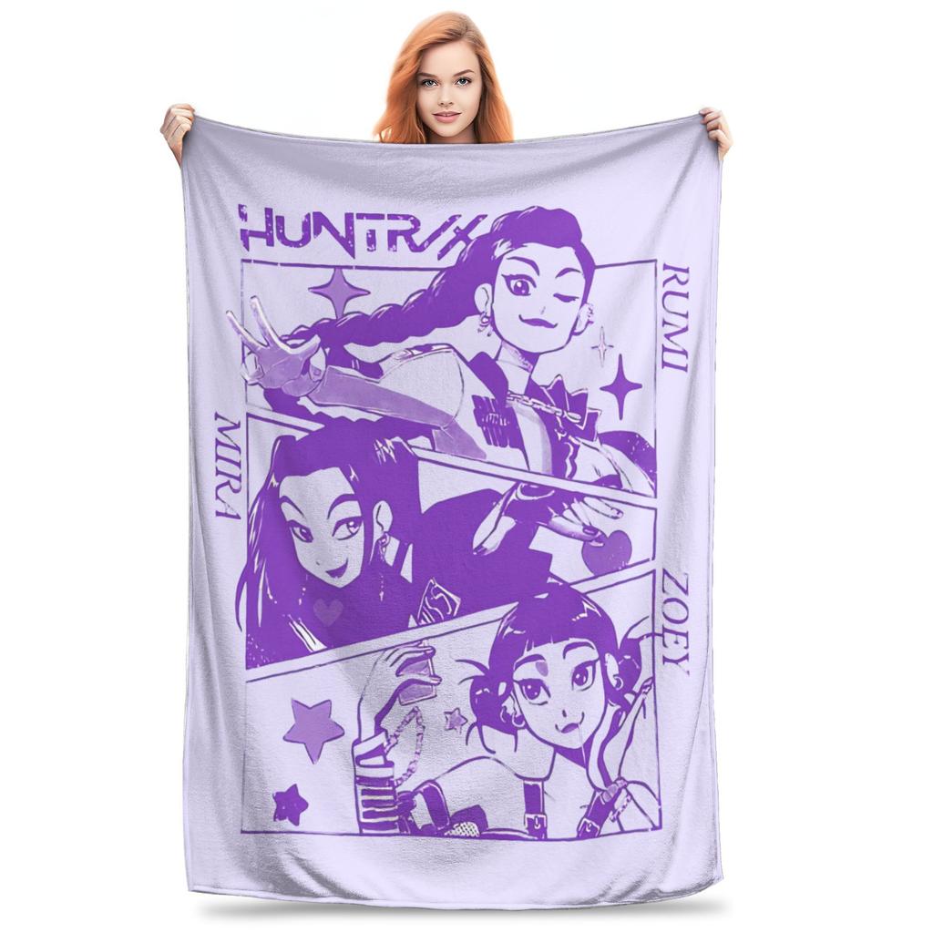 Saja Boys Huntrix Blanket Kpop Demon Hunters Flannel Awesome Warm Throw Blanket for Bedding Lounge  Winter