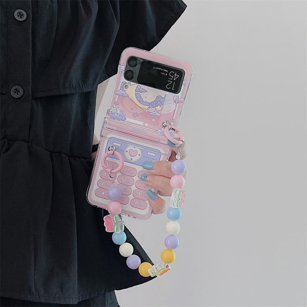 Cute Case for Samsung Z Flip 5 4 3 6 Case Strap Ins Korean Phone Cases for Samsung Galaxy Z Flip 6 ZFlip 3 4 Hand Chain Cover