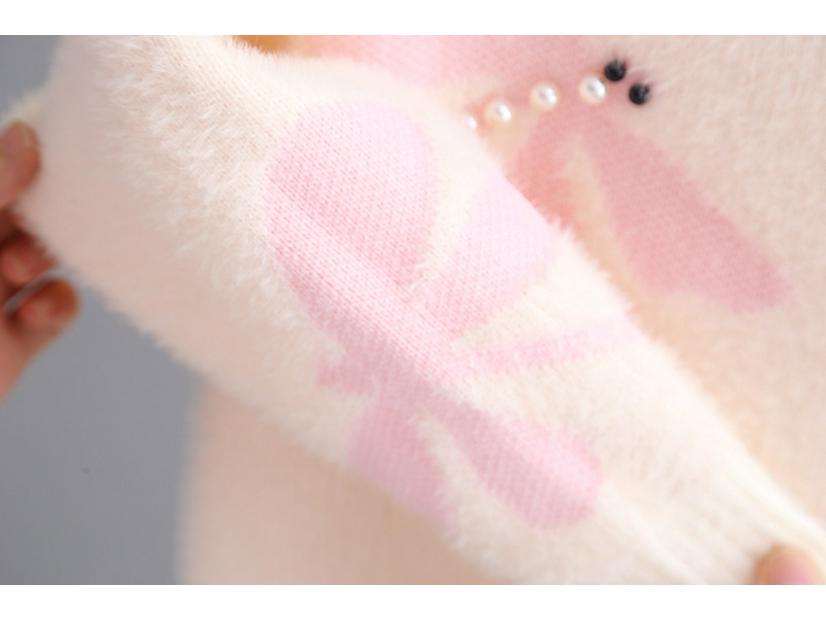 Girls' Mink Velvet Knitted Pullover Sweater - Thickened and Fashionable for Autumn/Winter