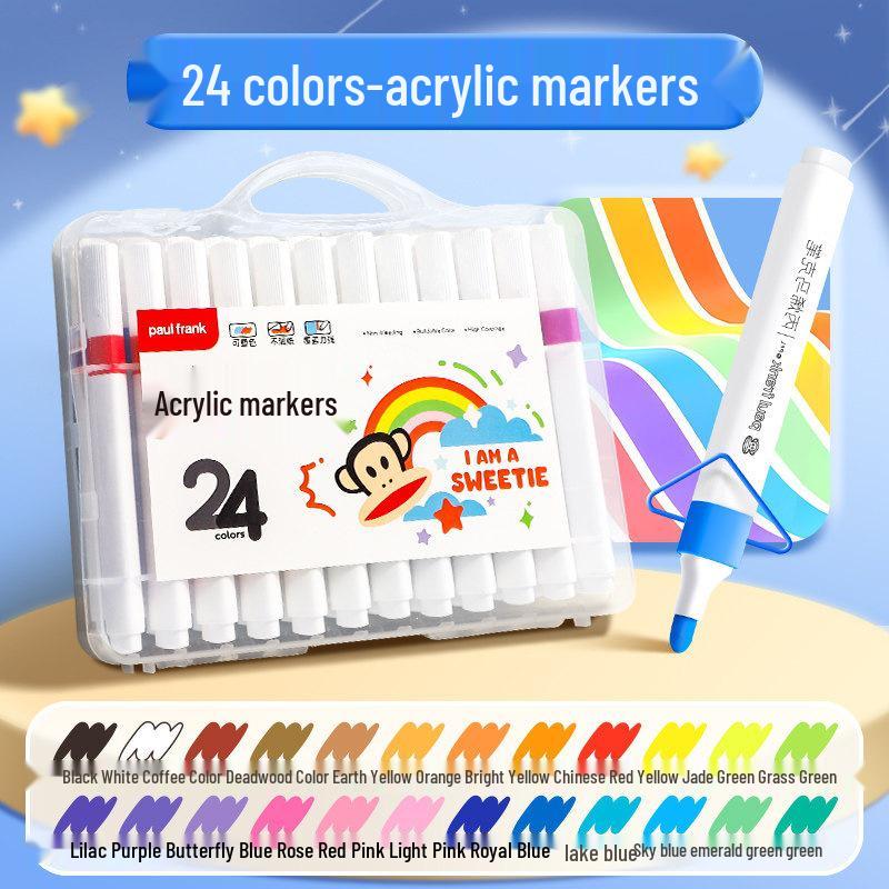 Washable Non-Bleeding Acrylic Markers for Kids - Stackable, Watercolor Pens for Elementary Students
