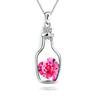 Korean Style Peach Heart Rhinestone Wish Bottle Necklace with Austrian Crystal Pendant