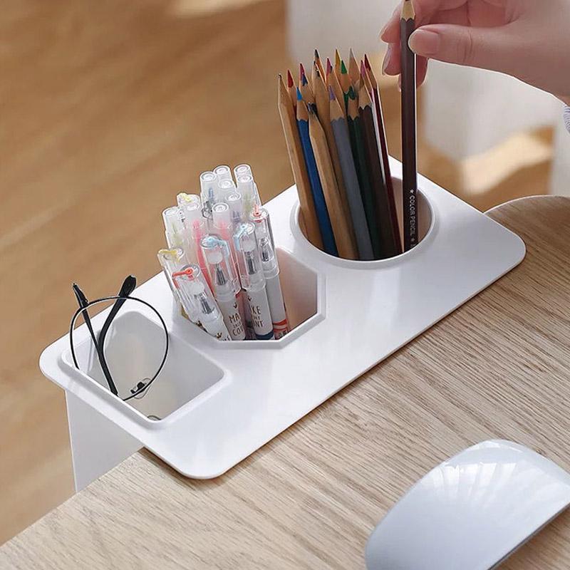 Houseeker Pojemnik na długopisy na biurko Trzy przegródki Organizer Etui Artykuły piśmiennicze dla studentów Pudełko do przechowywania w biurze