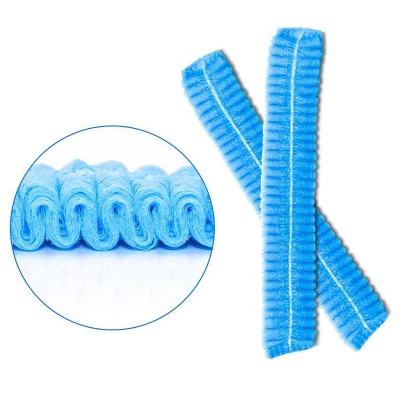 10PCS/Set Disposable Hair Shower Cap Non Woven Pleated Anti Dust Hat Hotel Salon Supplies Set Blue Color